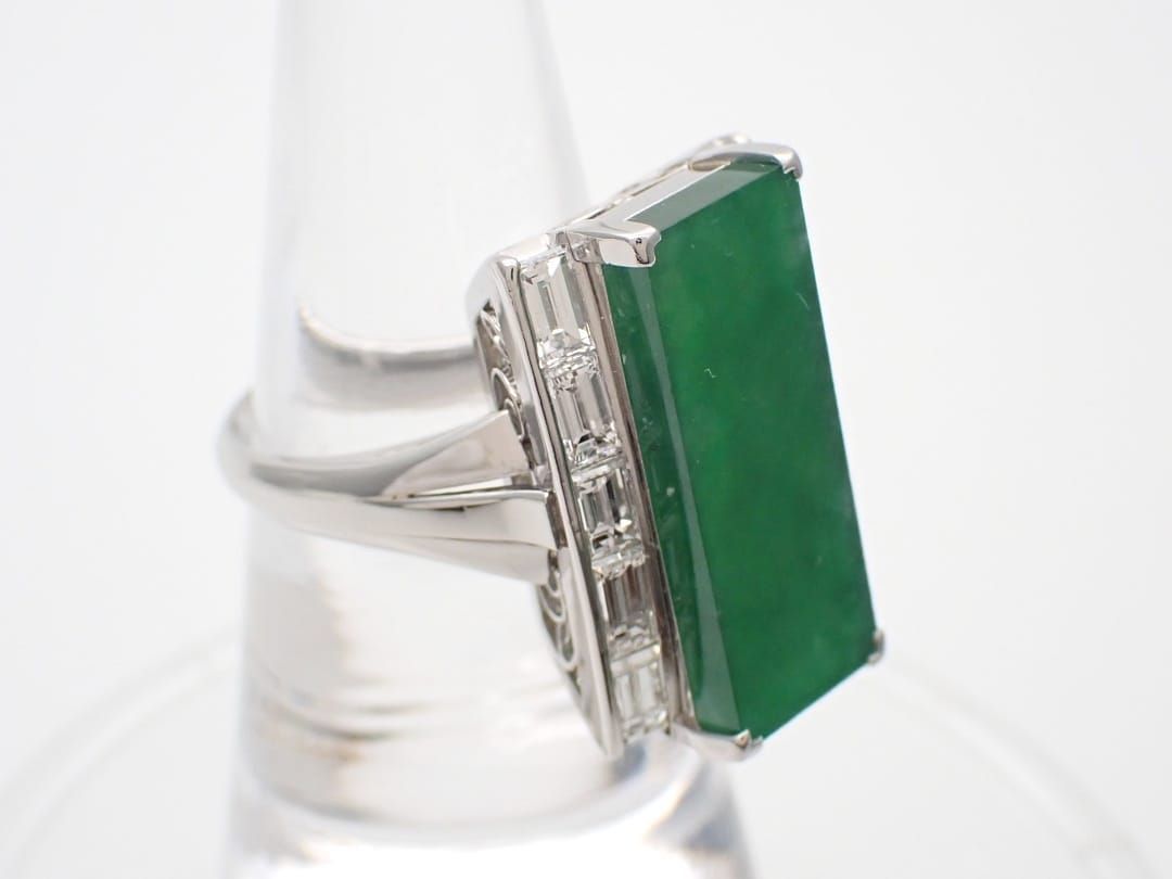 PM プラチナ ダイヤ ヒスイ リング D1.73ct 11号 12.11g 中古A+ 【送料  