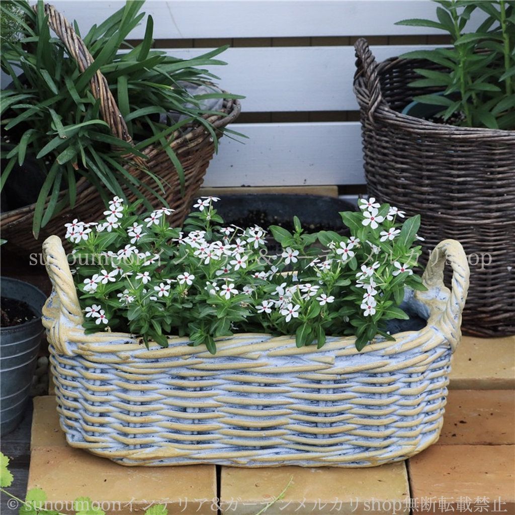プランター ヴィンテージ調 酸化マグネシウム 編かご 鉢植え 寄せ植え フラワーポット 多肉植物 ガーデニング 雑貨 ガーデン雑貨 ガーデンインテリア ガーデン インテリア 庭の装飾 お洒落 おしゃれ 8-14 STEELWINDOWSANDDOORS_COM