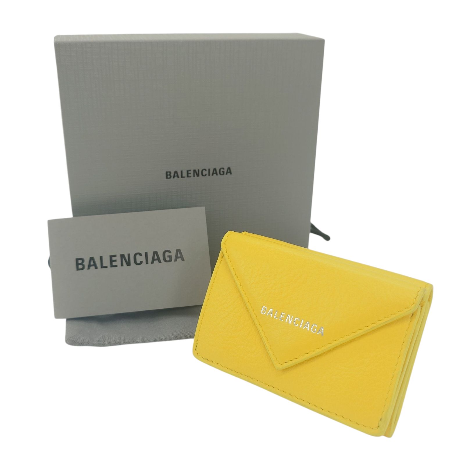 【極美品】 バレンシアガ ペーパーミニウォレット 折り財布 財布 花 イエロー 極美品】 バレンシアガ ペーパーミニウォレット 折り財布 財布 花