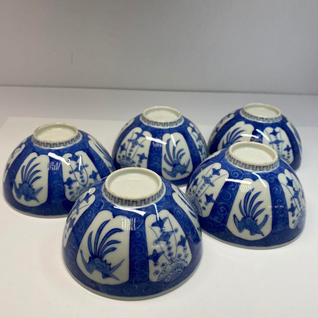 古伊万里　染付蓋茶碗7客と蓋1点　身直径11.6㎝　東Y5-0616①タルニ 古伊万里 染付蓋茶碗7客と蓋1点 身直径11.6㎝