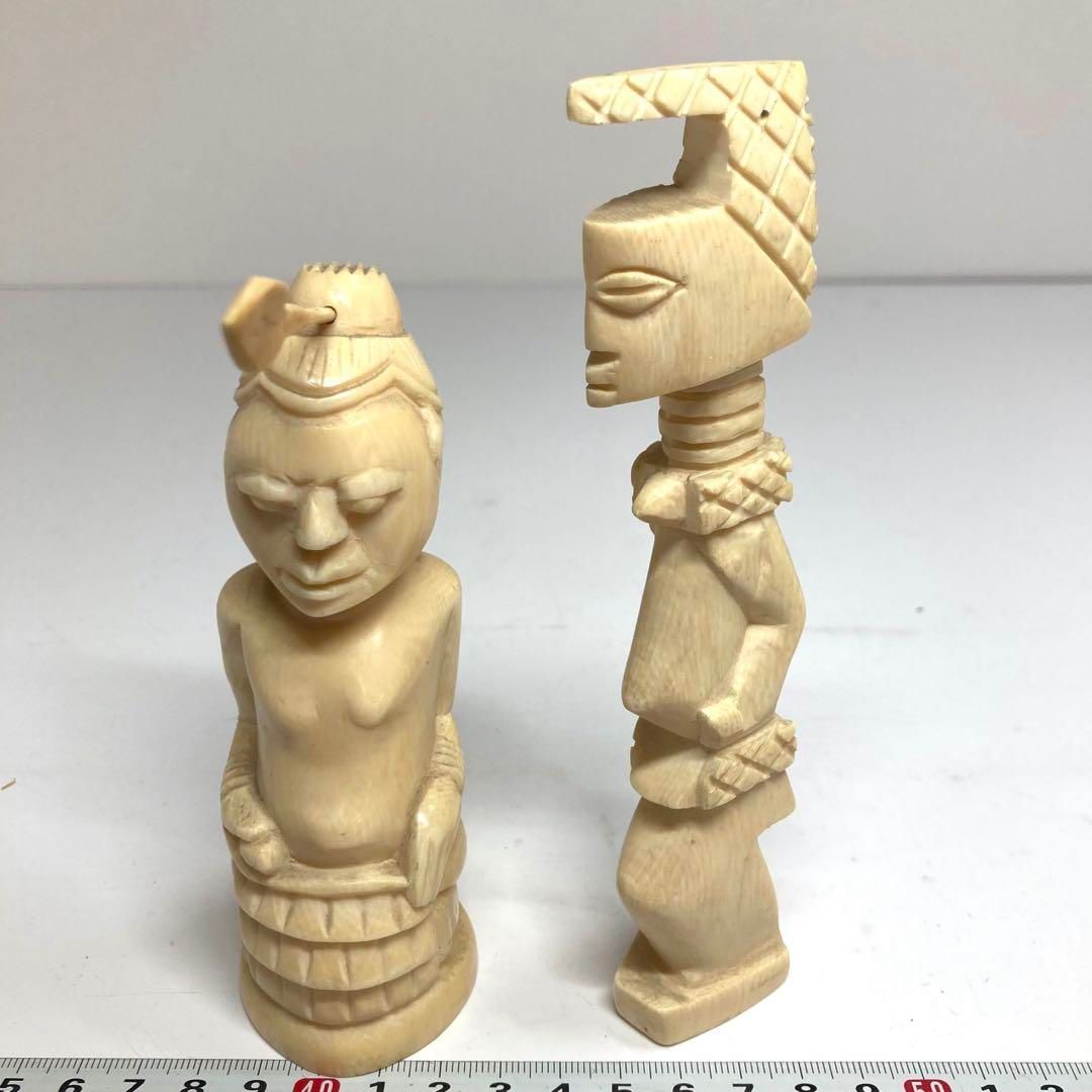 上 人物 2点 置物 タエトサ 320g 東な6-0513