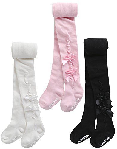 3パック シャーリング リボン_4-5 Years [Vaenait Baby] ガールズ 子供 コットン ニット タイツ レギンス パンツ キッズ ストッキング レギンス 女の子 ダンス靴下 パンスト キッズゃれタイツ 三枚セ