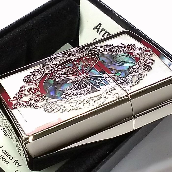 ZIPPO アーマー バタフライ 天然貝 コンビシェル 両面 蝶 ジッポ - 雑貨