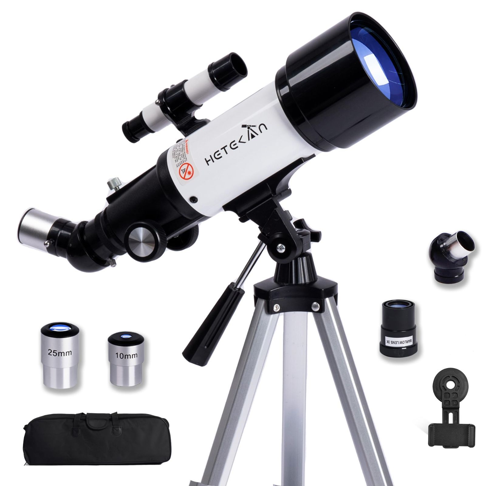 屋外天文学望遠鏡70mm口径400mmマウント天体屈折望遠鏡トラベルキッズ望遠鏡大人天文学初心者向けキャリーバッグと三脚付き(パッケ