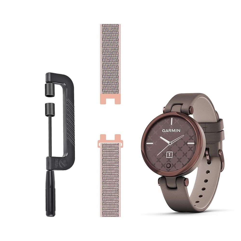 LeiOu スポーツ メッシュ ストラップ Garmin Lily GPS スマートウォッチ バンド ナイロン製 交換用 アクセサリー ウォッチ リストバンド バンド取り外しツール付き Sサ 12 ピンクサンド Small 4.3 -6.5