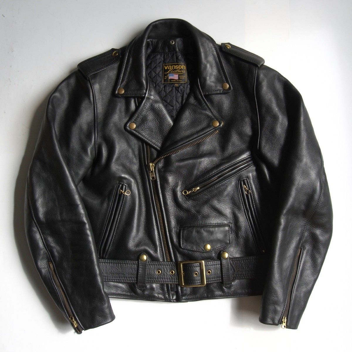 美品】 VANSON 【C2 ダブルライダース ジャケット】40 レザー USA製  