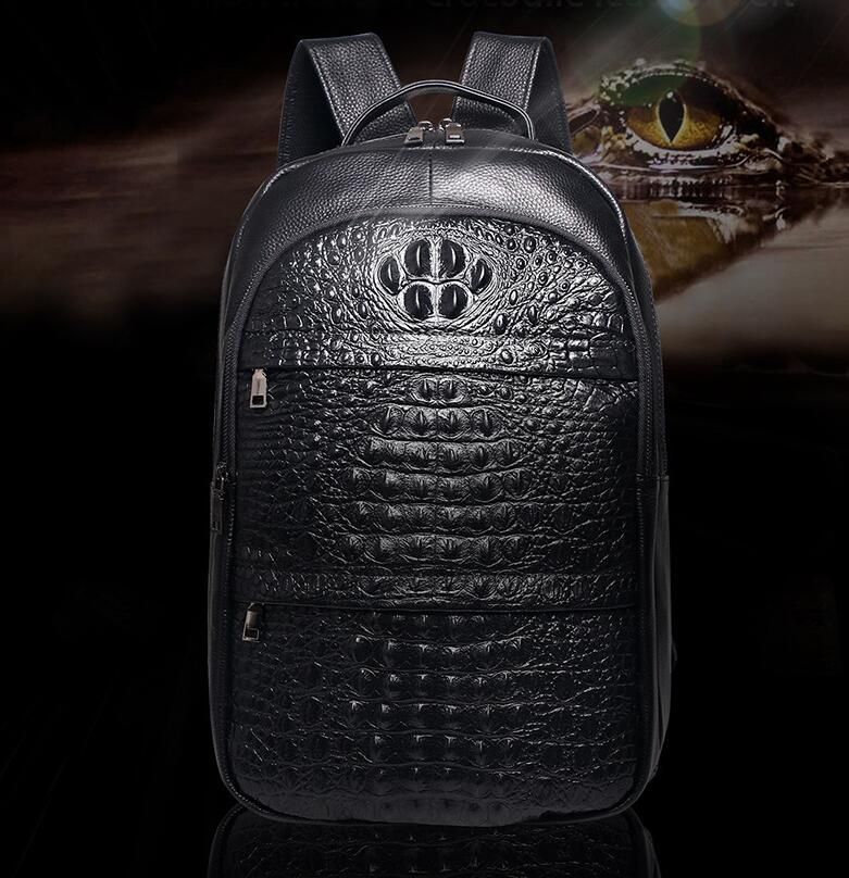 大容量 クロコダイル型押し 本革 牛革 リュックサック メンズ レザー
