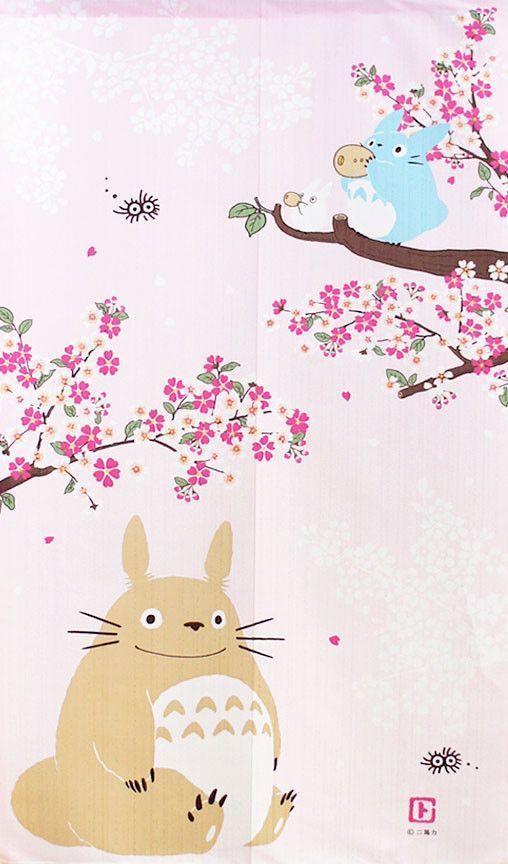 のれん 暖簾 スタジオジブリ となりのトトロ 桜舞う 85X150cm