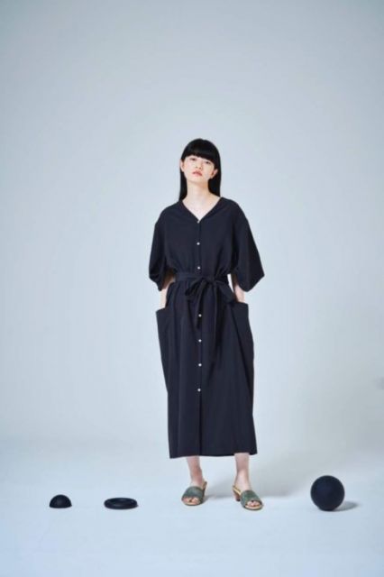 セール sneeuw スニュウ | フォルデッドワンピース black | ワンピース お洒落