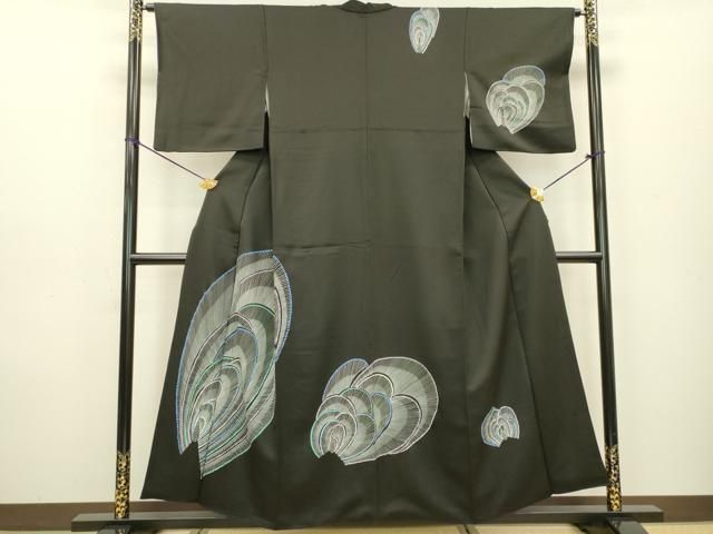 平和屋着物○上質な色無地 縞地紋 亜麻色 正絹 逸品 CAAU9887vf