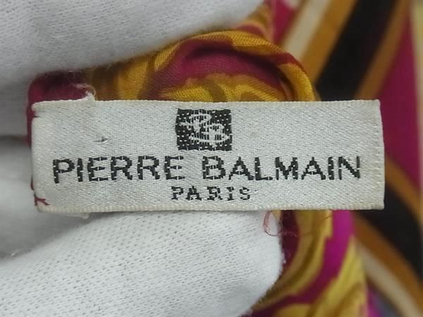 【美品】 ピエールバルマン　スカーフ　大判　総柄　シルク　100　paris □美品□ PIERRE BALMAIN ピエールバルマン シルク100% 総柄