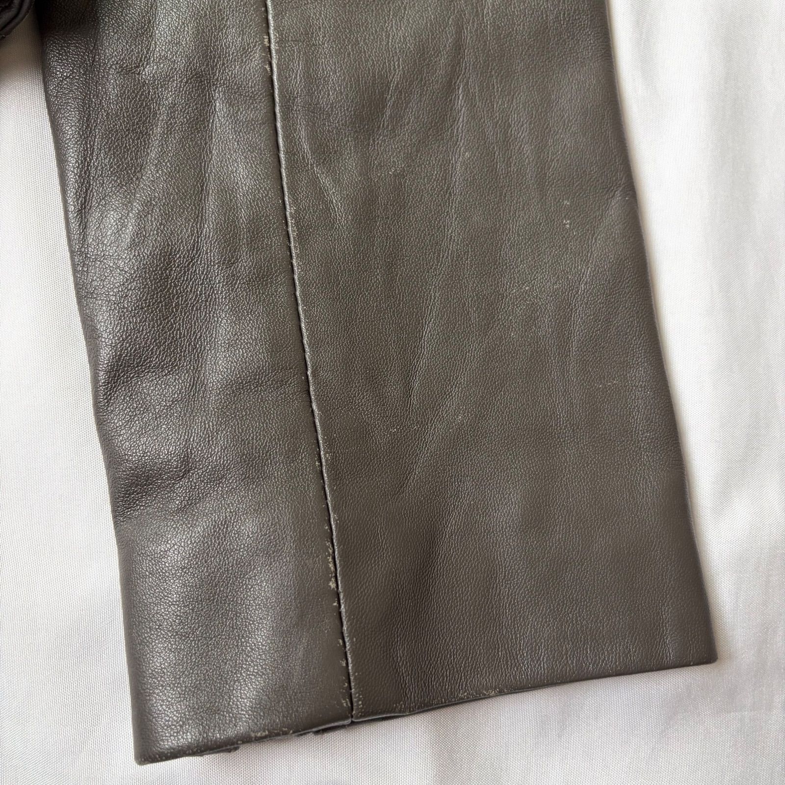 高品質ラムレザー使用 ファーライナー付 レザージャケット M イタリア生地 グレー系 WWW_NOITHATQUANGTHANH_NET