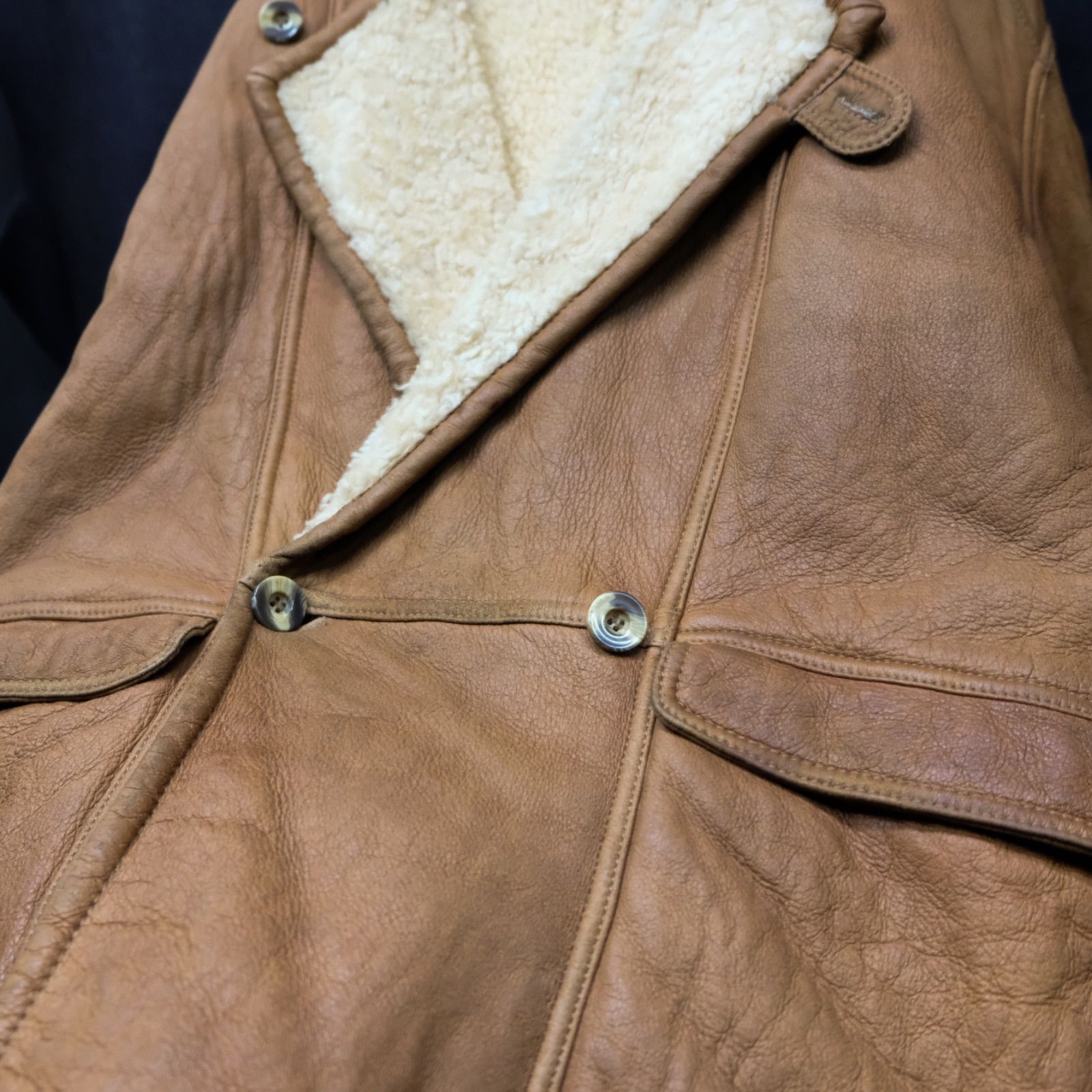 kajak ビンテージ リアルムートンハーフコート ダブル ランチコート