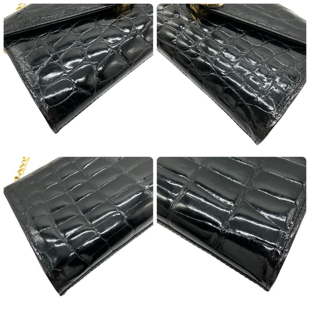 良品 2131 クロコダイル ショルダーバッグ チェーンショルダー  