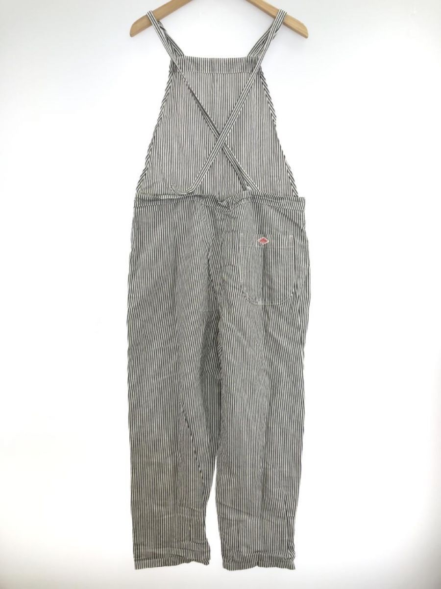 DANTON ダントン リネン混 ストライプ サロペット size36/グレー系 DANTON ダントン リネン混 ストライプ サロペット size36/グレー