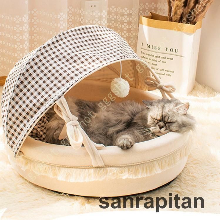 猫 ベッド 夏 ドーム型 猫ハウス 犬 猫 テント ペットハウス 猫の家 子犬の家 ペットクッション 夏用 洗える 滑り止め おしゃれ いぬ ねこ ふわふわ