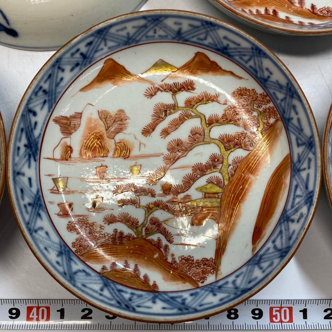 明治 九谷焼 赤絵小皿19枚 直径11.5㎝ 東Y6-0417 タエトサ