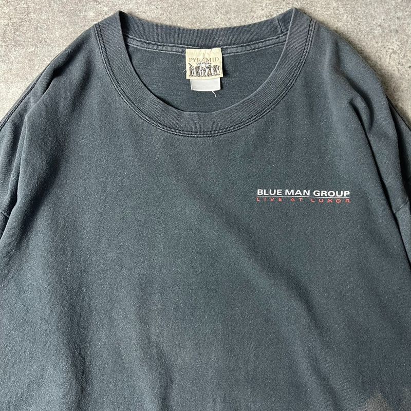 00s BLUE MAN 両面 プリント 半袖 Tシャツ XL / 00年代 オールド ブラック 墨黒 黒 ブルーマン キャラクター パフォーマー