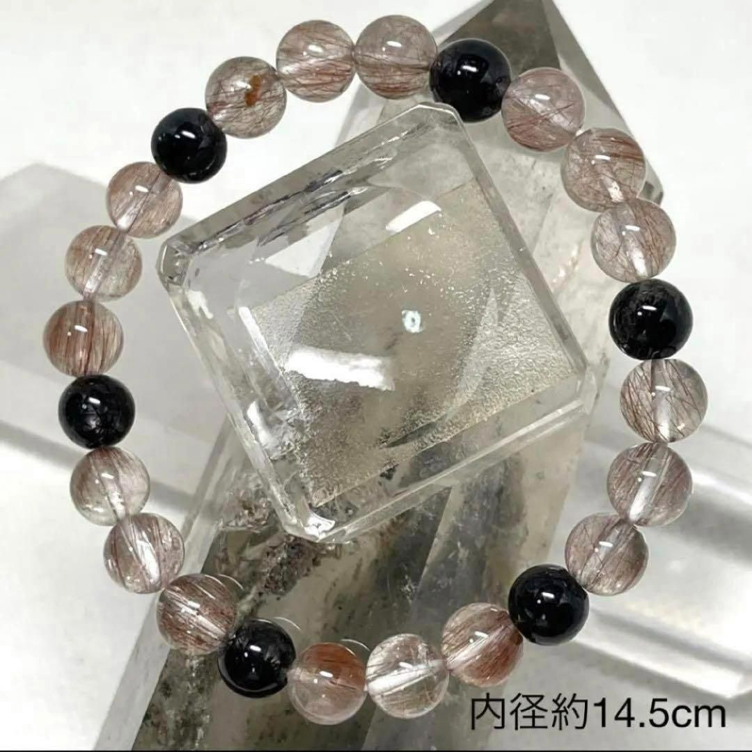 ブラックルチル　レッドルチル　パワーストーンブレスレット　内径約14.5cm ブラックルチル レッドルチル パワーストーンブレスレット 内径約14.5cm