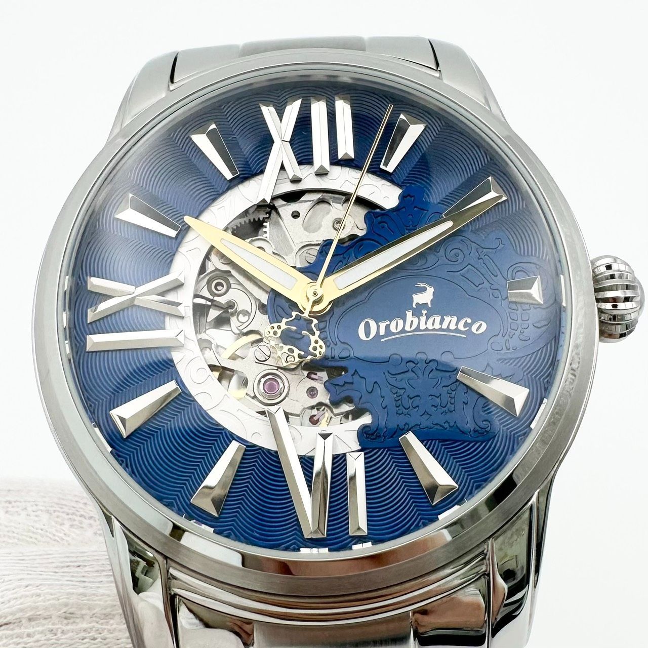 美品　orobianco 青 自動巻き時計 美品 orobianco 青 自動巻き時計