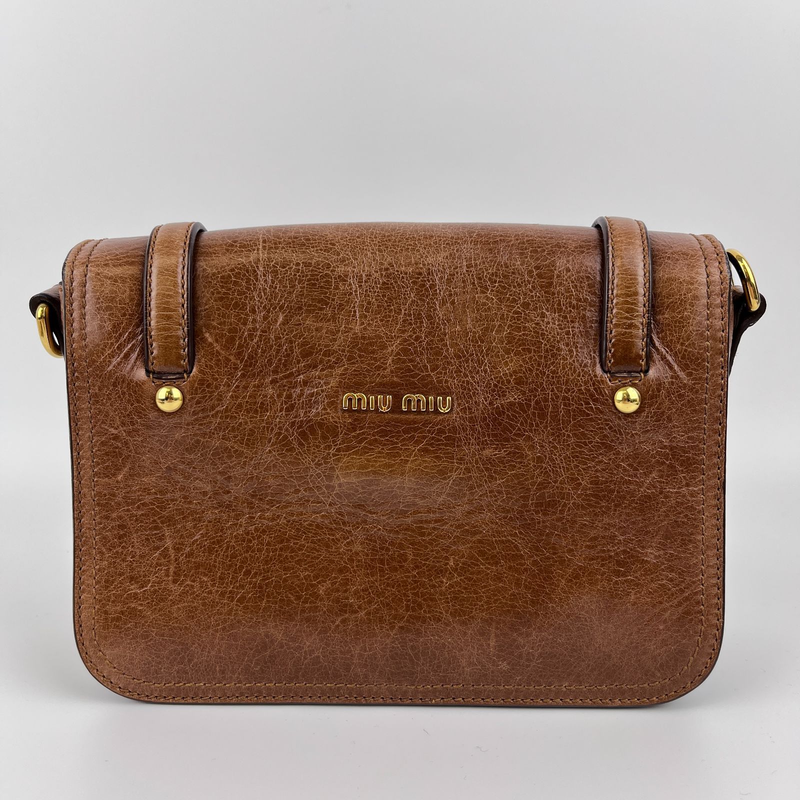 中古】miumiu ミュウミュウ ショルダーバッグ ブラウン レザー
