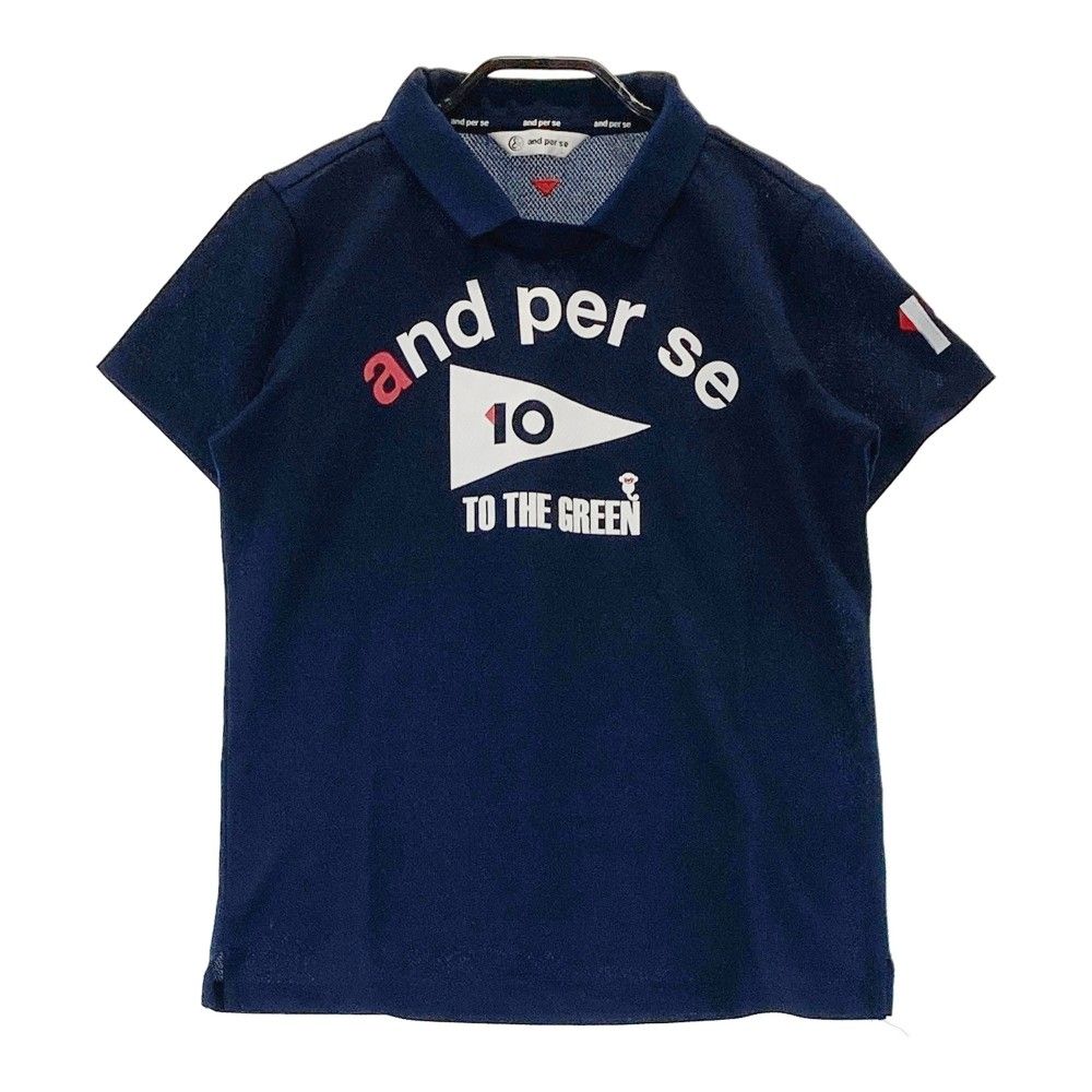 サイズ：L AND PER SE アンパスィ  襟付き 半袖 Tシャツ  ネイビー系 [240101382063]# ゴルフウェア レディース ストスト