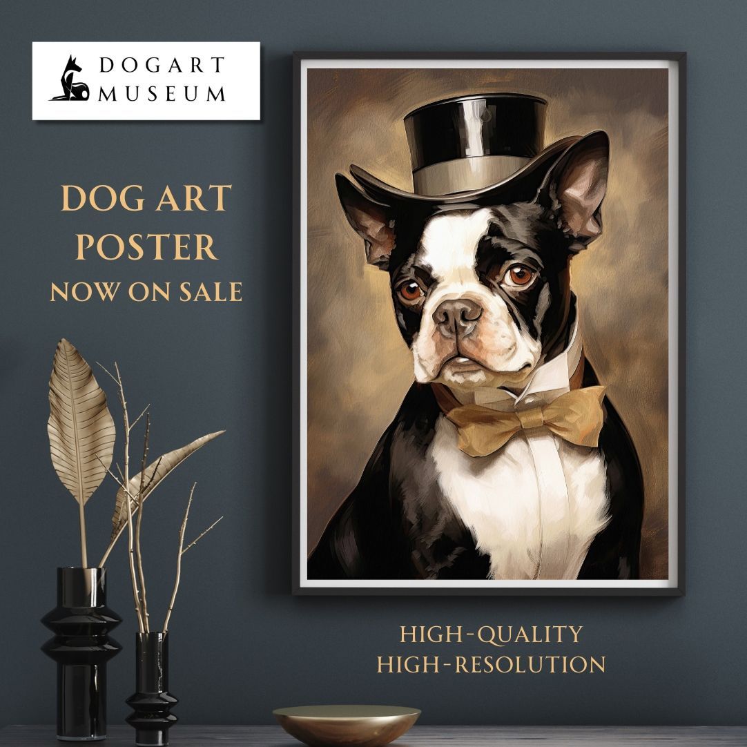 【博識 - ボストンテリア犬 No.1】ジークレー版画＊名入れOK！ アートポスター 犬の絵 犬の絵画 犬のイラスト