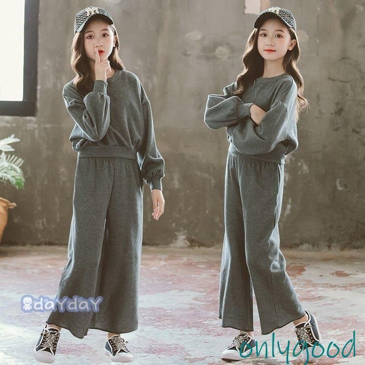 韓国子供服 キッズ セットアップ 秋服 女の子 2点セット 長袖トップス ズボン ジャージ ルームウェア 上下セット ジュニア カジュアル 可