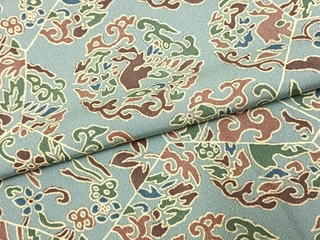 【単衣】正絹　上質な小紋　デザイン柄 平和屋着物▽上質な小紋 単衣 草花文 銀通し地 正絹 逸品