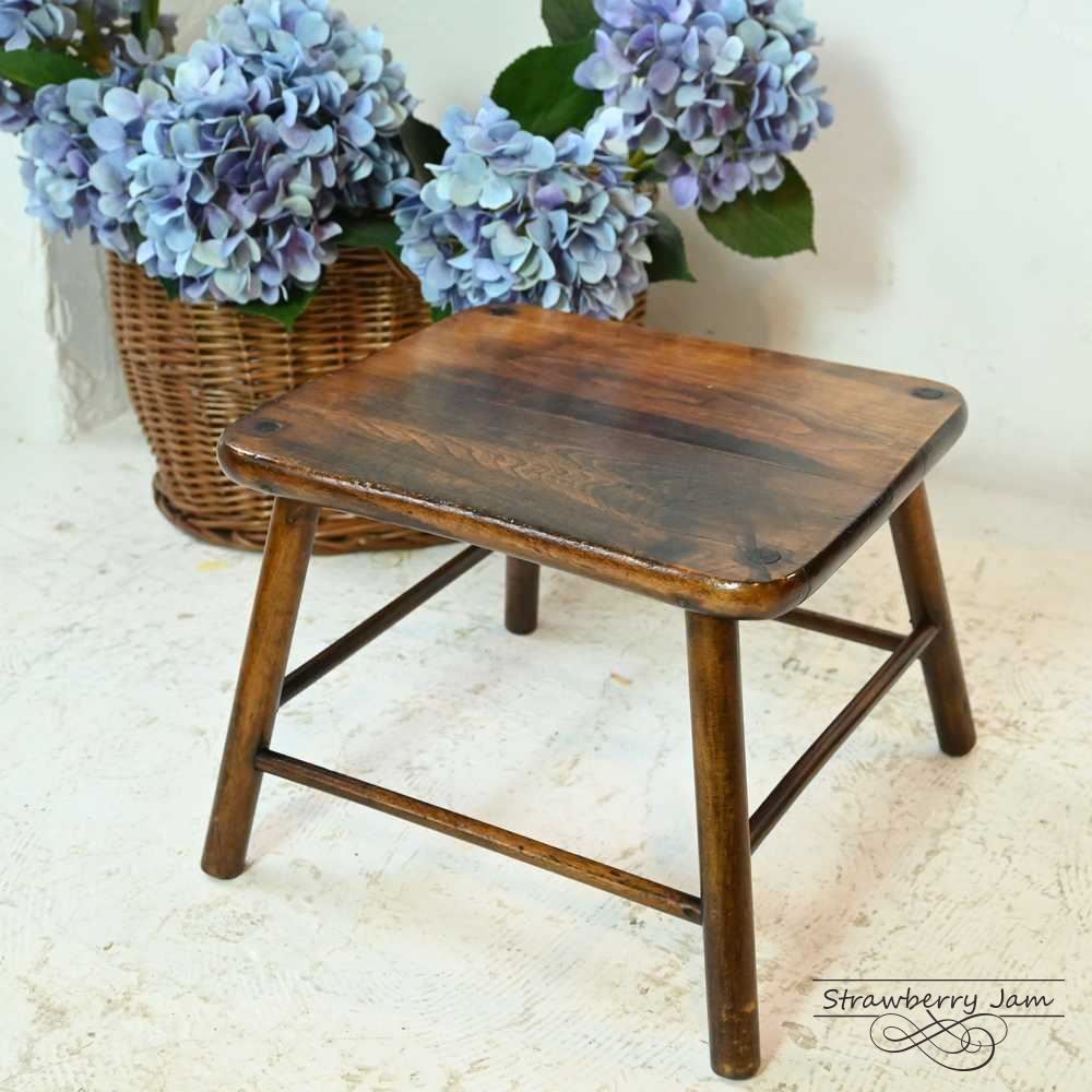 アンティーク スツール オットマン英国 イギリス ブラウン 花 アンティーク スツール オットマン英国 イギリス ブラウン 花