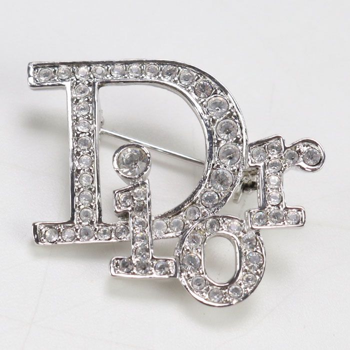 DIOR ディオール ロゴ ブローチ ラインストーン/メタル【中古