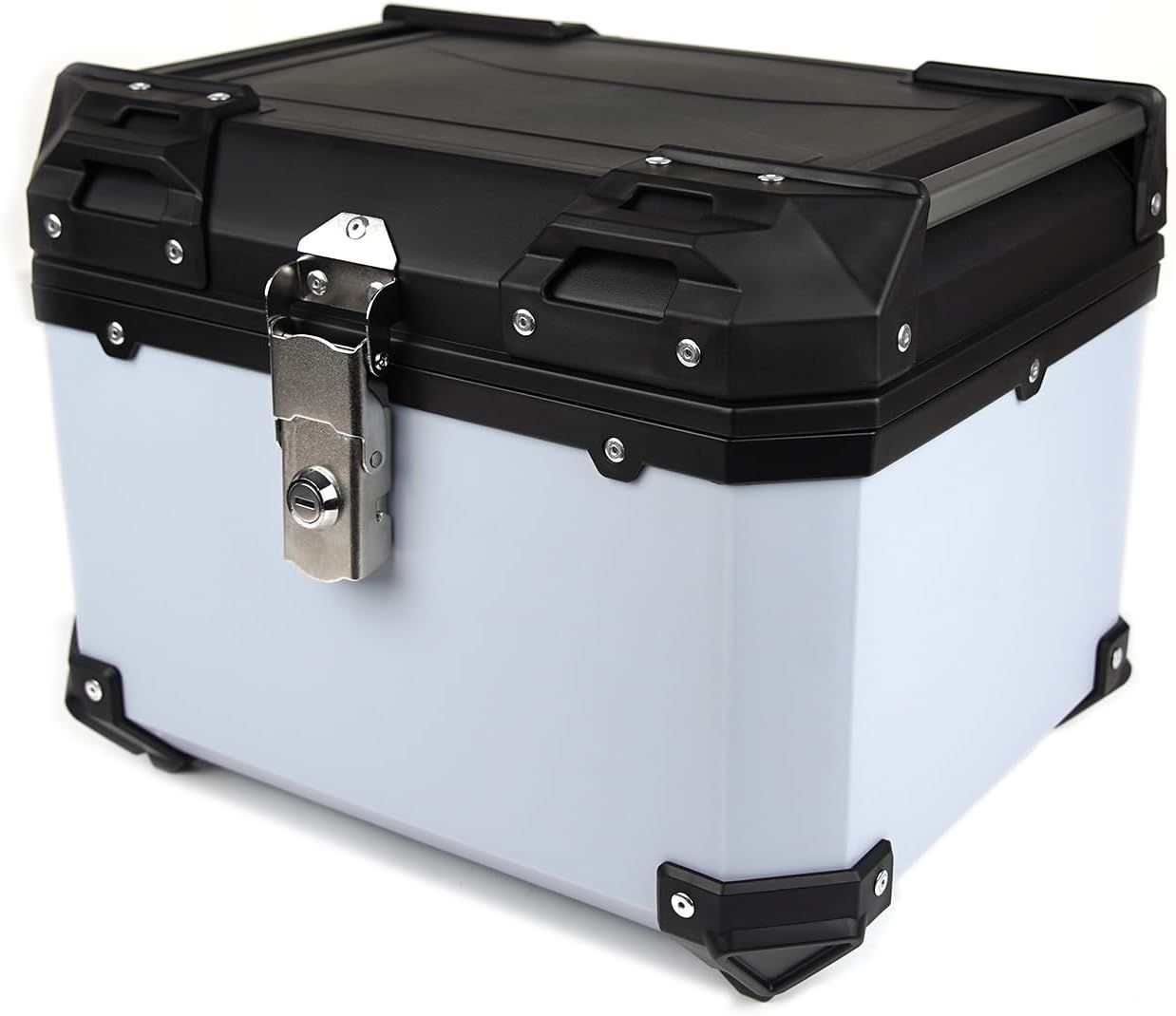 HI-LINE バイクリアボックス 汎用 57L 大容量 防水 トップケース ABS樹脂製 軽量 簡単取り付け ヘルメット収納可能 キーロック可能 取り付けベース付き レストバック付き バイクトランク バイク
