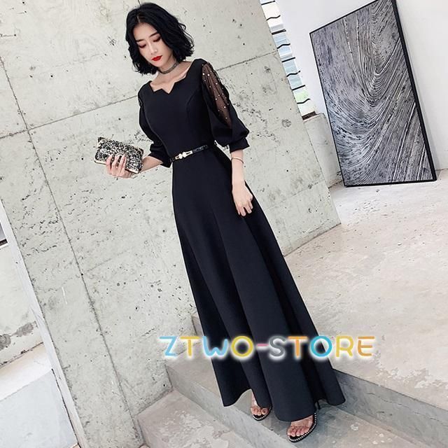 パーティードレス ロング 袖あり パーティードレス 大きいサイズ