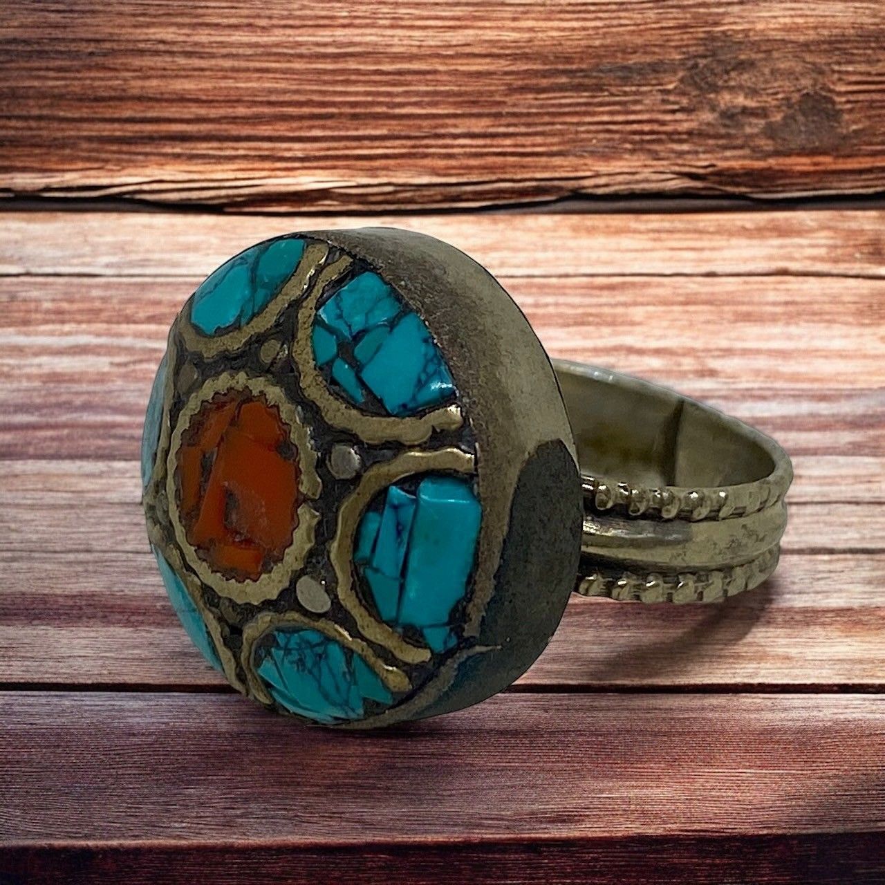 指輪 リング ターコイズ コーラル 丸 21号 インディアンジュエリー