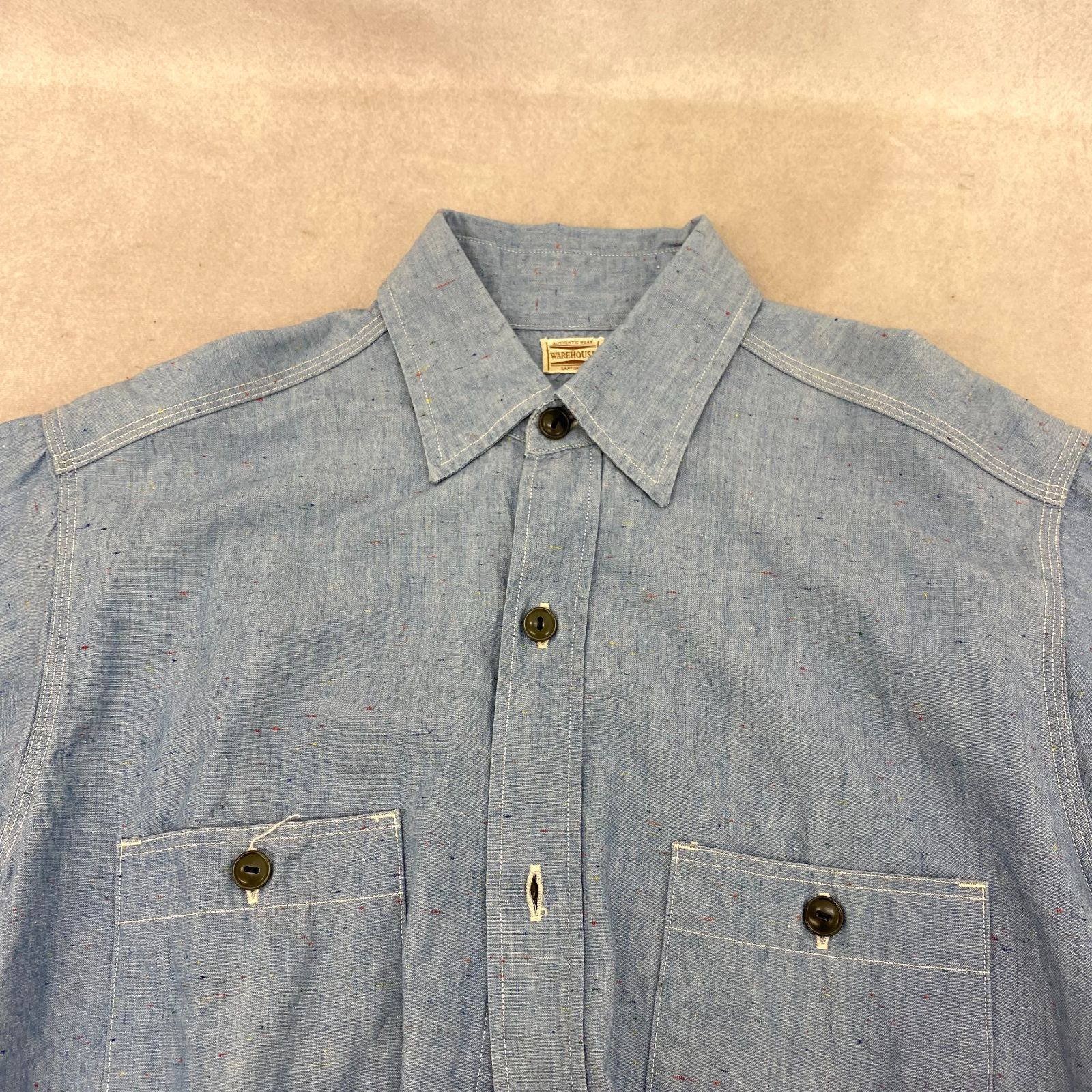 美品 WAREHOUSE ウエアハウス 半袖 シャンブレー シャツ トップス