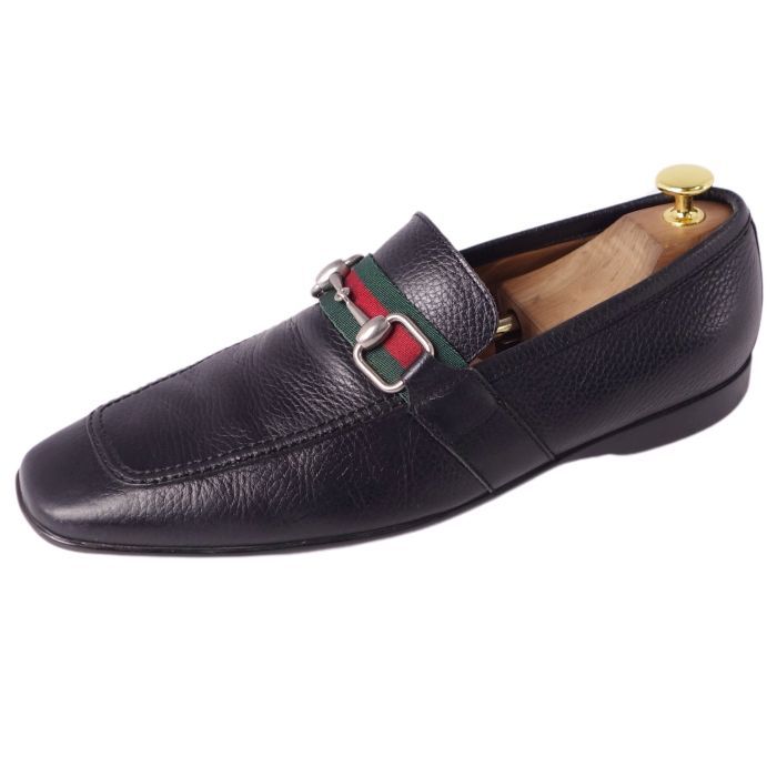 グッチ GUCCI ローファー モカシン ホースビット シェリーライン カーフレザー シューズ 靴 メンズ イタリア製 40 1/2E(25.5cm相当) ブラック