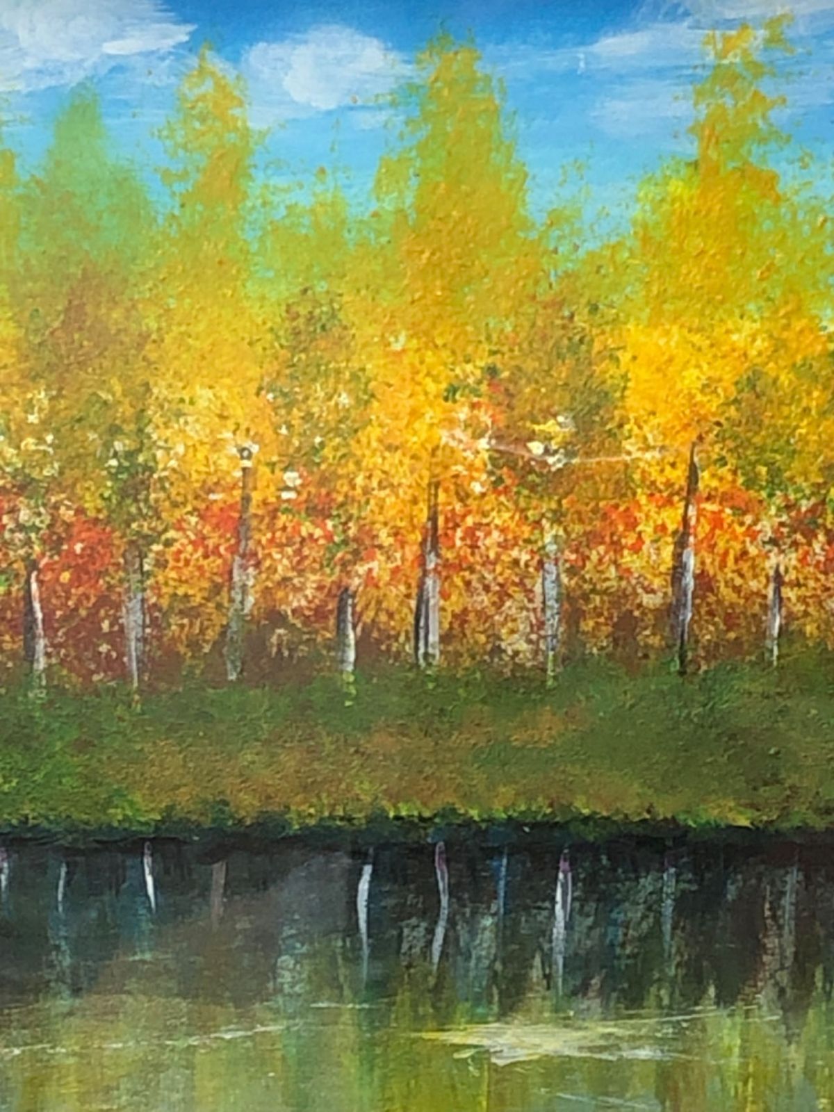 絵画「波打ち際の岩」アクリル絵/新品額縁