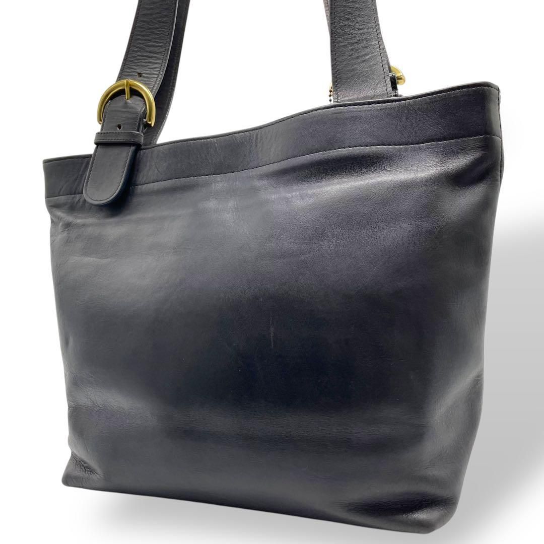 美品 COACH オールドコーチ トートバッグ ゴールド金具 ダークネイビー - メルカリ