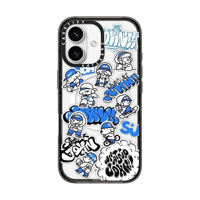 CASETiFY インパクト MagSafe対応 iPhone 16 ケース スリム | 2.5mの落下試験をクリア MIL規格4倍相当 | ワイヤレス充電およびMagsafe対応 - miniJOHN - クリア ブラック 0