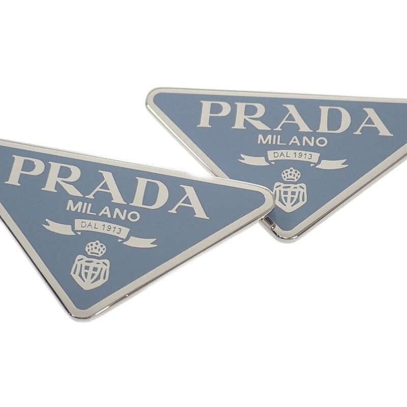 PRADA ヘアピン アイボリー プラダ トライアングルロゴ ヘアピン GP アイボリー×シルバー