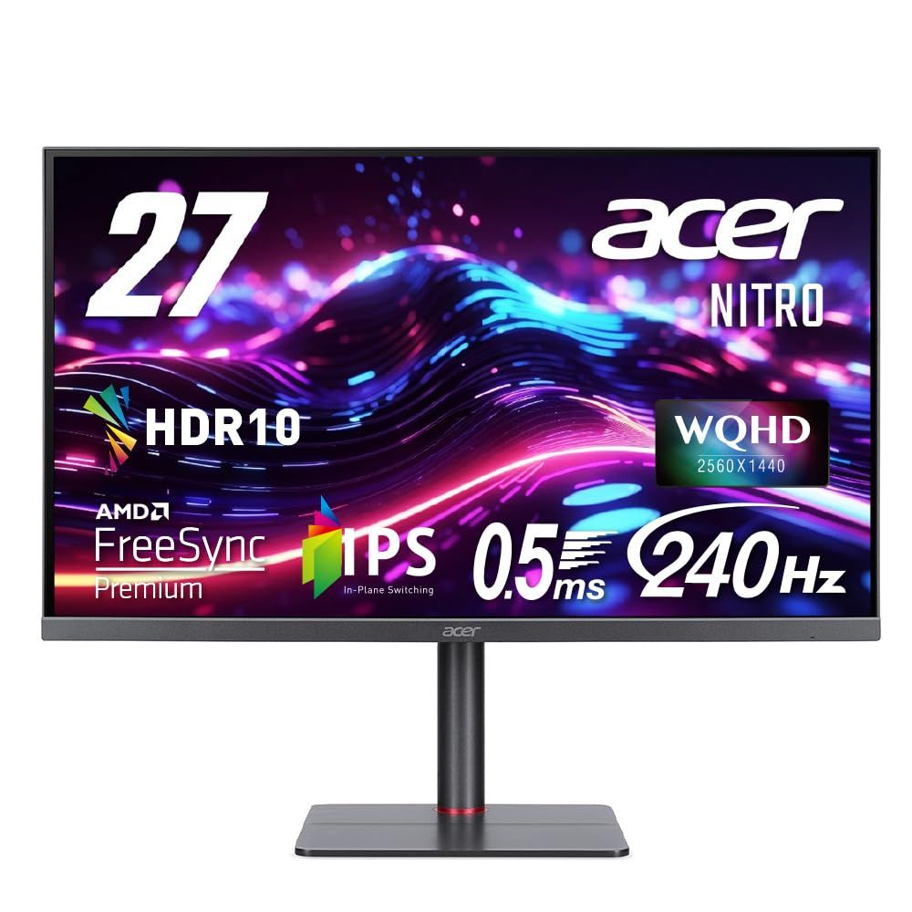Acer ゲーミングモニター Nitro 27インチ IPS 非光沢 WQHD 240Hz 0.5ms DeltaE<2 高さ調整 HDMI2.0 DisplayPort