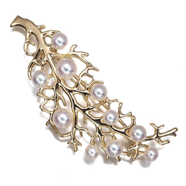 ミキモト ブローチ ベビーパール 真珠 3.5-5.0mm サンゴモチーフ K18YG 174659