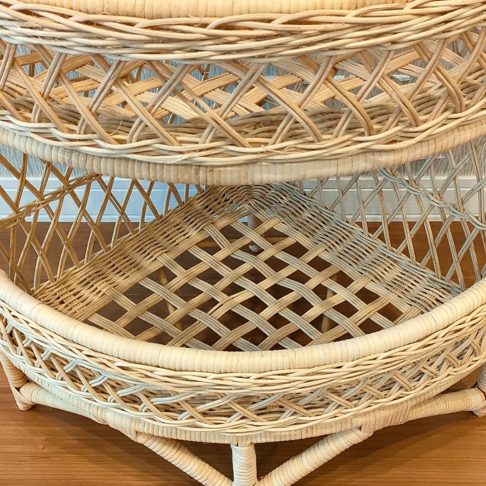 希少 ラタン コーナーラック 3段 ランドリーラック