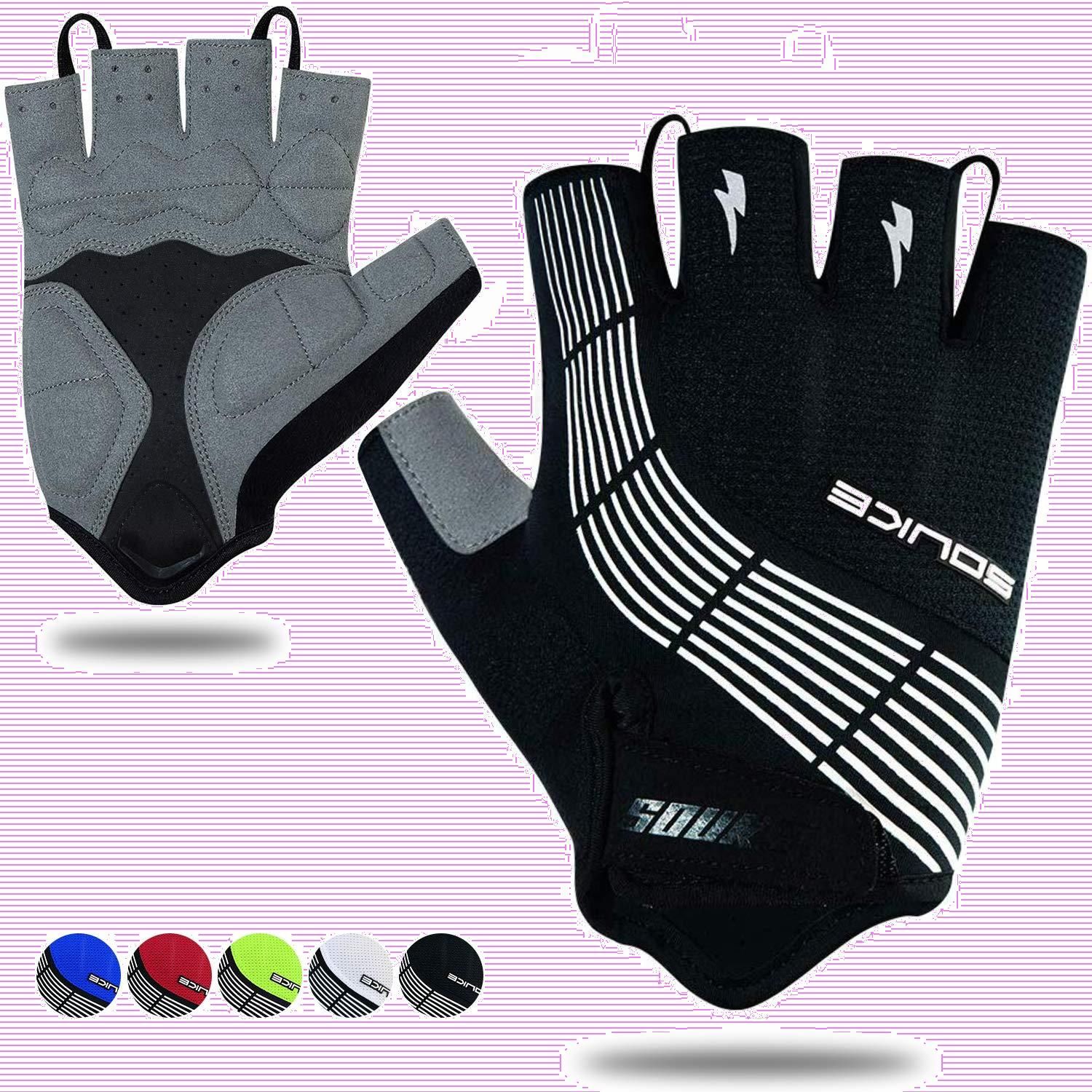 【特価商品】Souke Sportsサイクルグローブ メンズ 3Dパッド付 バイク グローブ 指切り 自転車手袋 吸汗速乾 サイクリンググローブ 通気性 ロードバイク グローブ