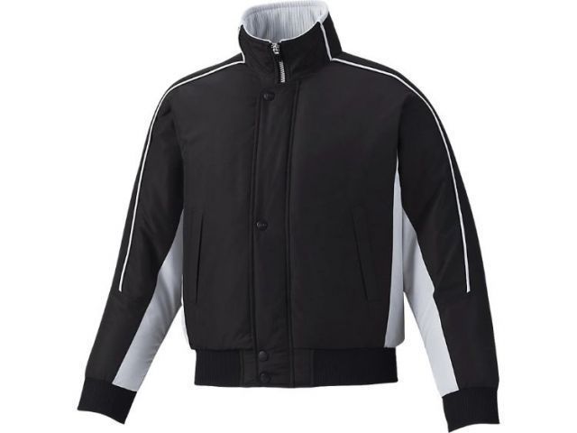 asics アシックス Jr.GROUND COAT ブラックxS/グレー 150 BAG12J 9010 | スポーツ 運動 衣類 衣料品 服 ウエア ウェア 野球 ベースボール アウター グラウンドコート 子供 子ども キッズ ジュニア ポケッ