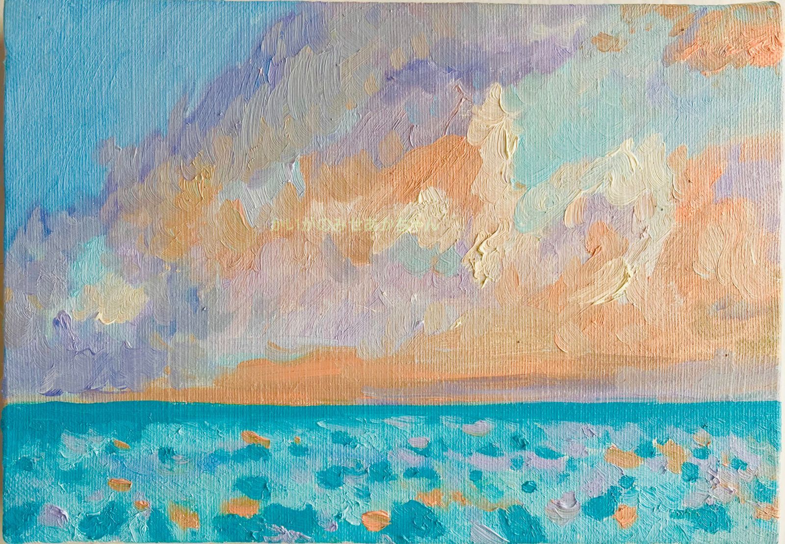 16×23㎝「朝の海　20253」油彩・原画・サムホールサイズ 16×23㎝「朝の海 20253」油彩・原画・サムホールサイズ