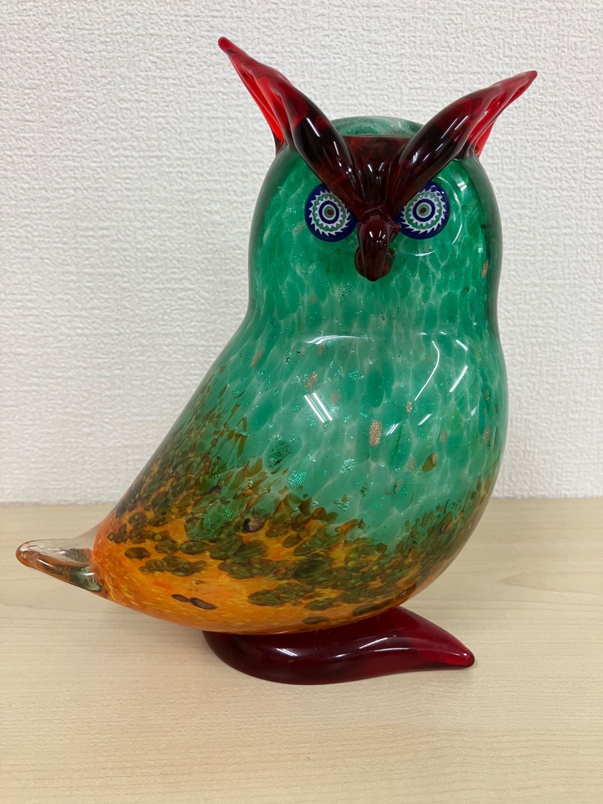 箱付新品 定価165,000円 フェニキアン技法のムラーノガラスのフクロウ