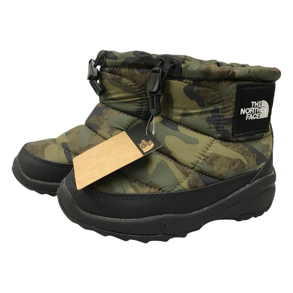  ##THE NORTH FACE ザノースフェイス キッズ ブーツ 18cm K Nuptse Bootie Logo Short SE NFJ52281 TF カモプリント×ブラック ブーツ・ブーティ