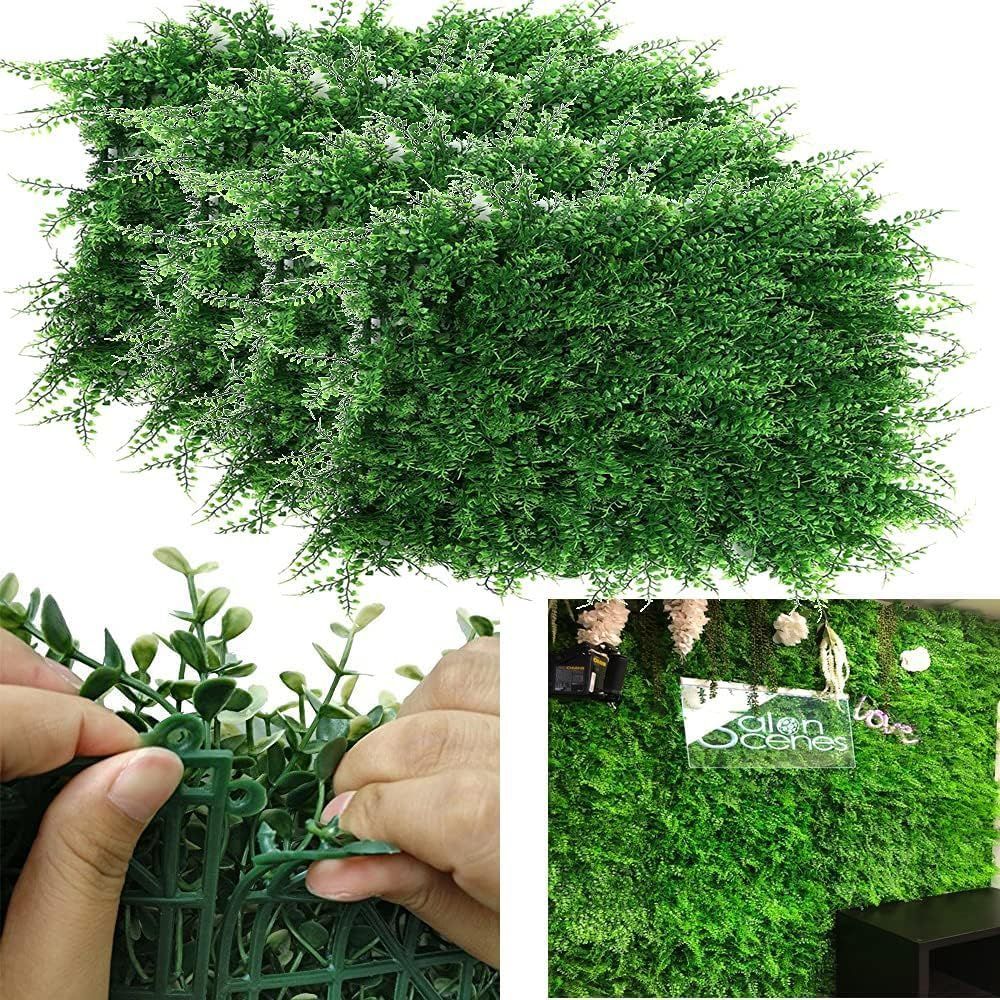 uyoyous ウォール フェイクグリーン 人工植物マット 壁掛け 人工壁の芝生 ウォールグリーン 12枚 40cm×60cm 厚さ10cm 壁のデコレーション室内外兼用マット 目隠し グリーン スクリーン 人工シダ