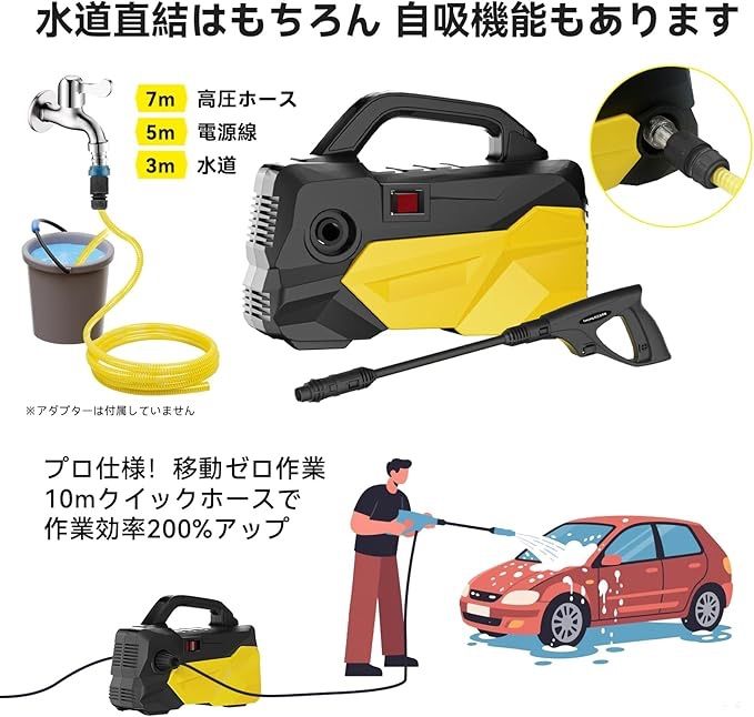 大特価】高圧洗浄機【A4用紙サイズ・超軽量2.85kg・2025年新登場
